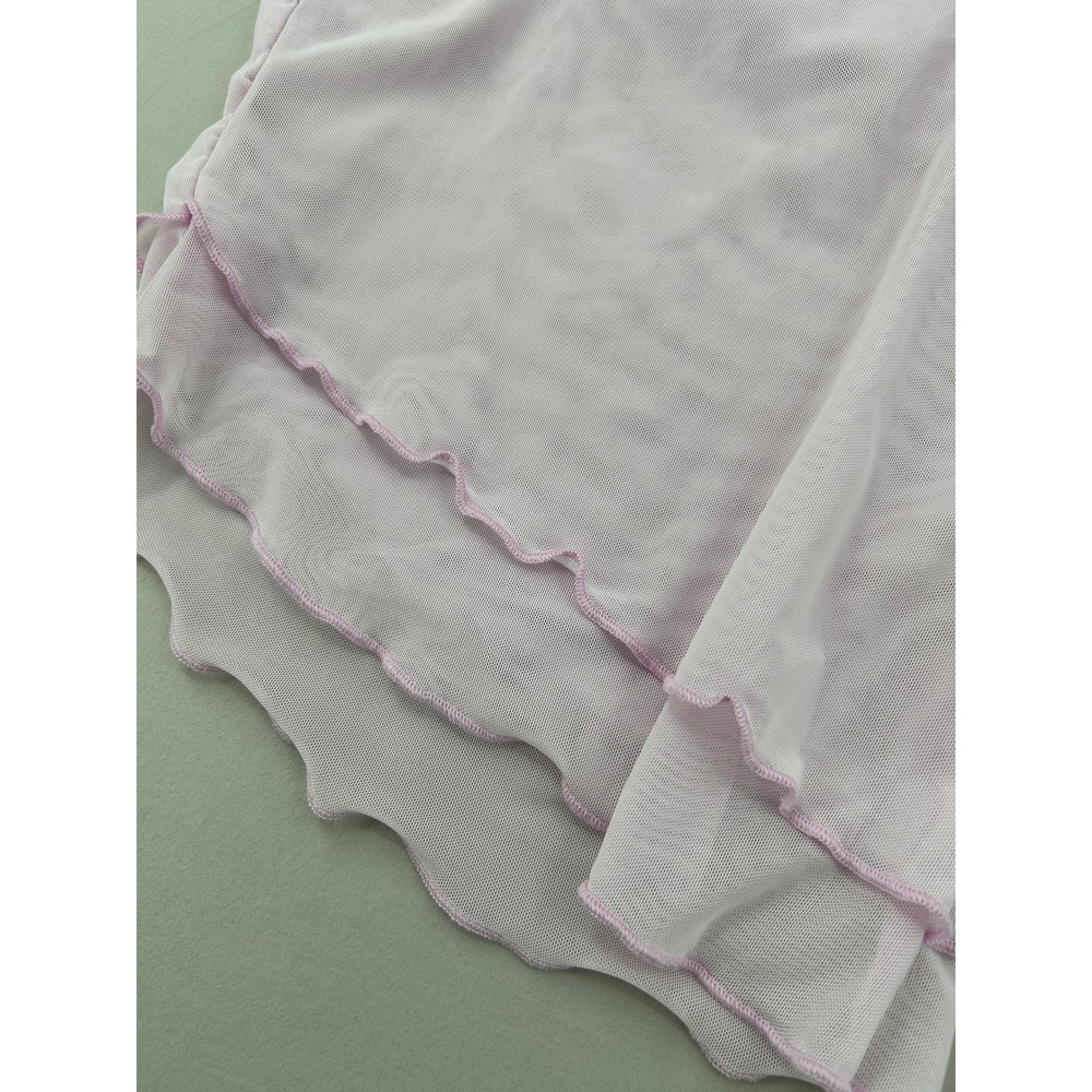 Lilac Pink Mesh Ruffle Rosette Camisole Top Asymmetrical Y2K Cami Size Small - Picture 5 of 9